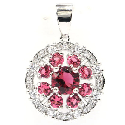 Compre 2 e leve 1 grátis 29x20mm Pretty Pink Raspberry Rhodolite Garnet White CZ Pingente de prata para uso diário feminino