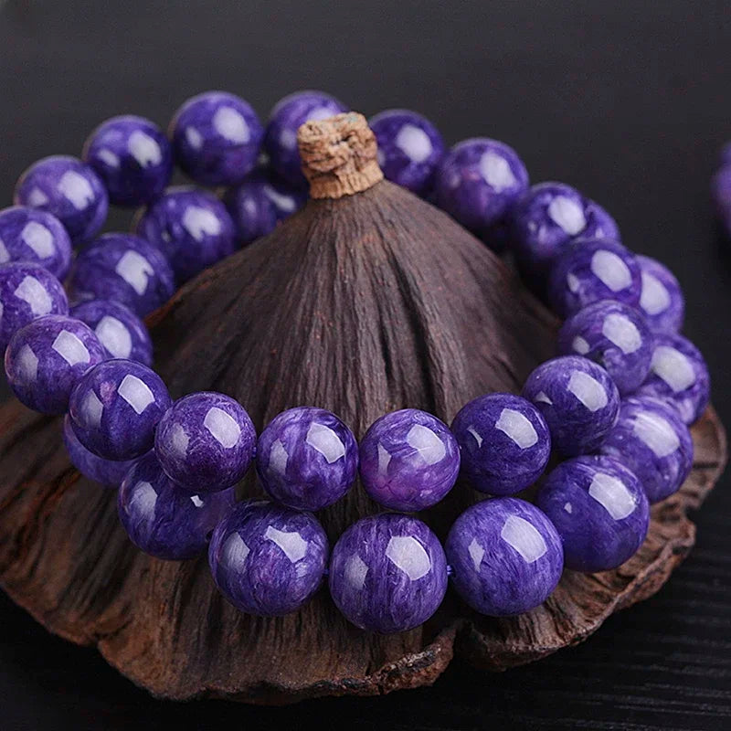 Natural Amethyst Charoite Beaded Bracelet Purple Ore Men and Women Single Circle Healing Reiki Crystal Stone Jewelry