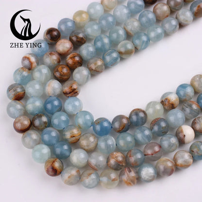 Natural Stone Blue Argentina Calcite Beads Onyx Round Loose Beads For Jewelry Making DIY Accessories Bracelet Necklace 6/8mm 15"