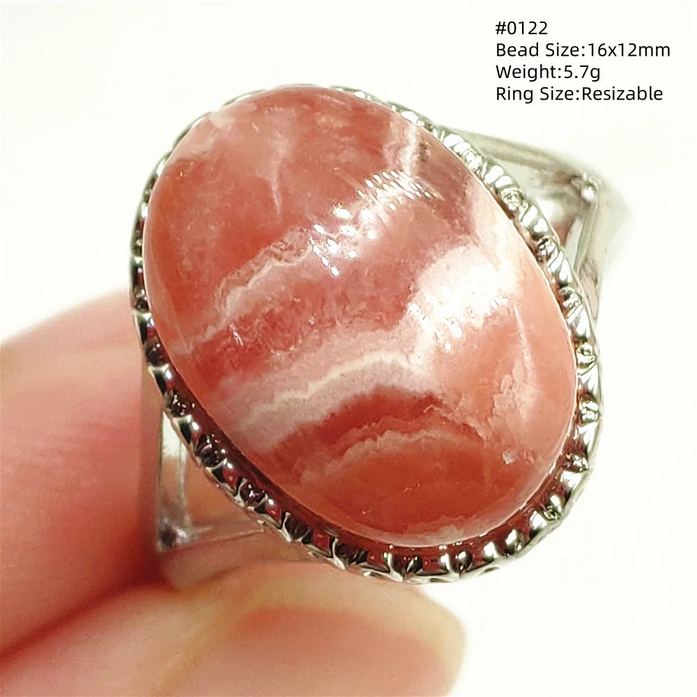 Natural Rose Rhodochrosite Ring Adjustable Ring Jewelry Woman Men Love Red Rhodochrosite Bead Healing Stone AAAAAA