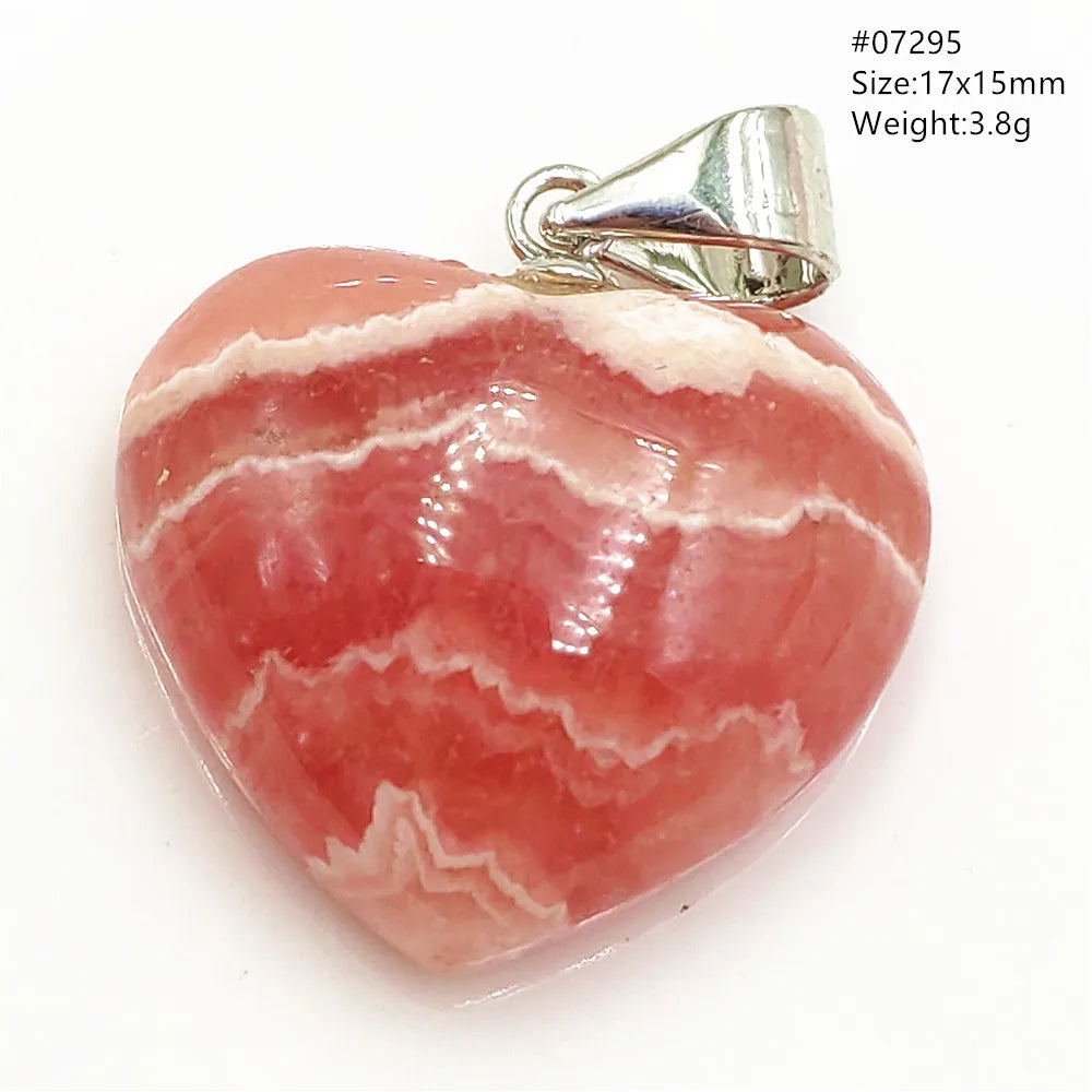 Natural Red Argentina Rhodochrosite Pendant Necklace Rose Rhodochrosite Heart Pendant Women Men Necklace AAAAA