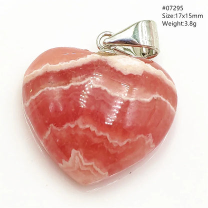 Natural Red Argentina Rhodochrosite Pendant Necklace Rose Rhodochrosite Heart Pendant Women Men Necklace AAAAA