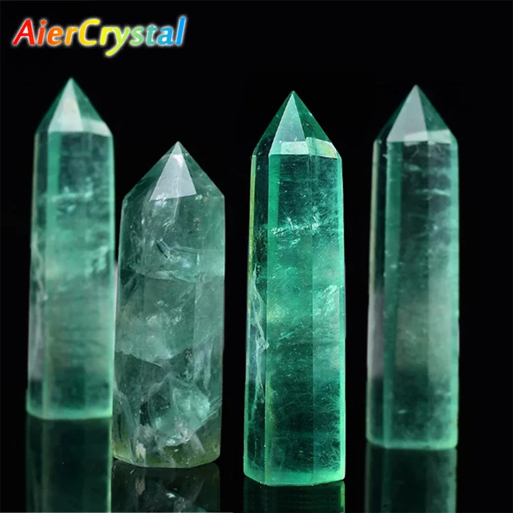 Natural Green Fluorite Single Pointed Pillar Crystal Healing Stone Natural Green Quartz Room Decor Polished Obelisk Carved Craft