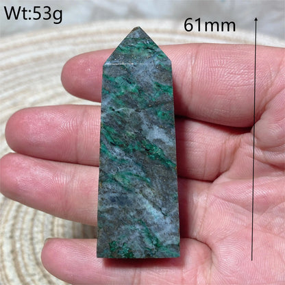 Natural Crystal Dioptase Tower Pyrite Healing Wholesale Gemstone Energy Polished Obelisk Precious Gift