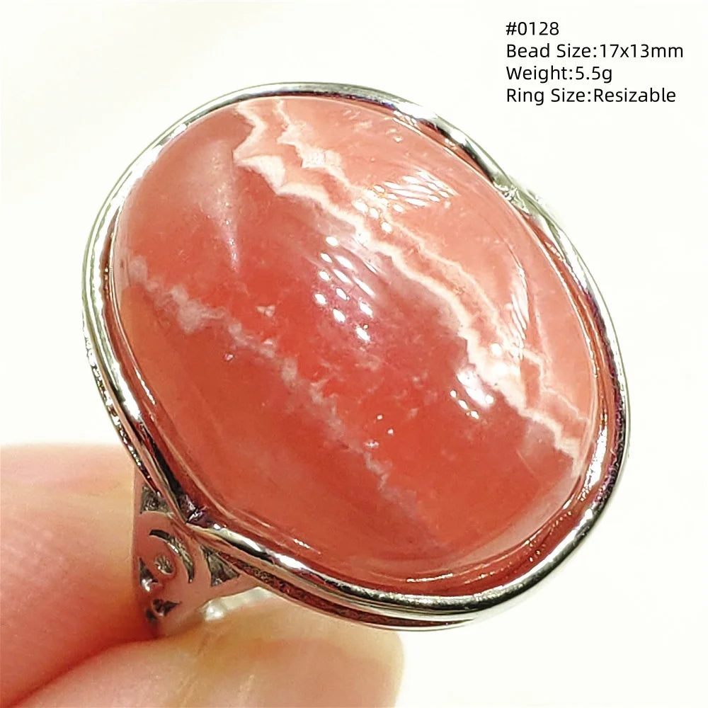 Natural Rose Rhodochrosite Ring Adjustable Ring Jewelry Woman Men Love Red Rhodochrosite Bead Healing Stone AAAAAA