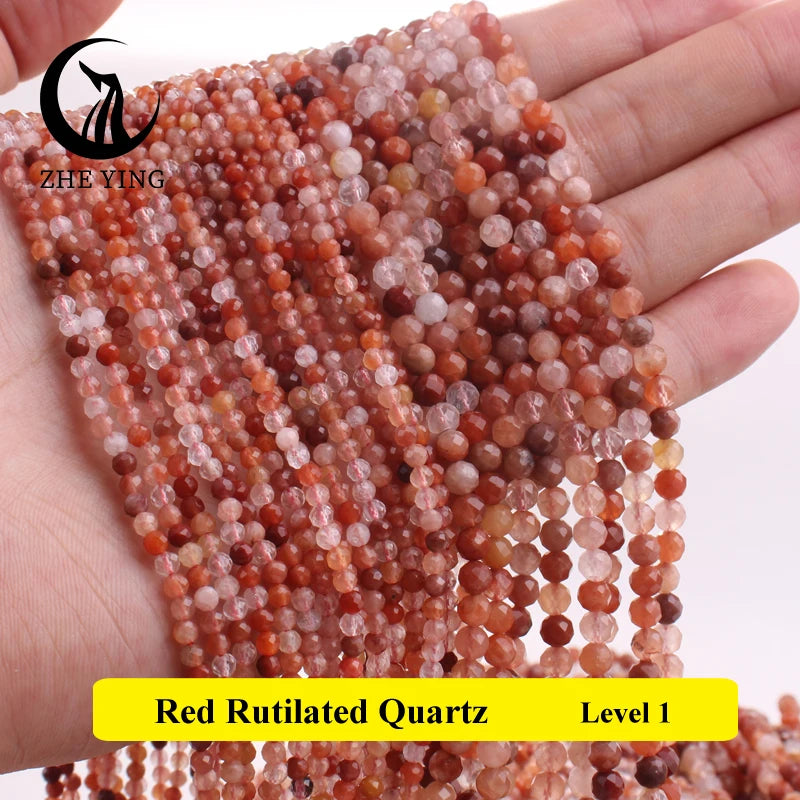 3mm Faceted Natural Stone Pink Morganite Beads Small Loose Spacer Beads for Jewelry Making Bracelet Necklace DIY Accessories