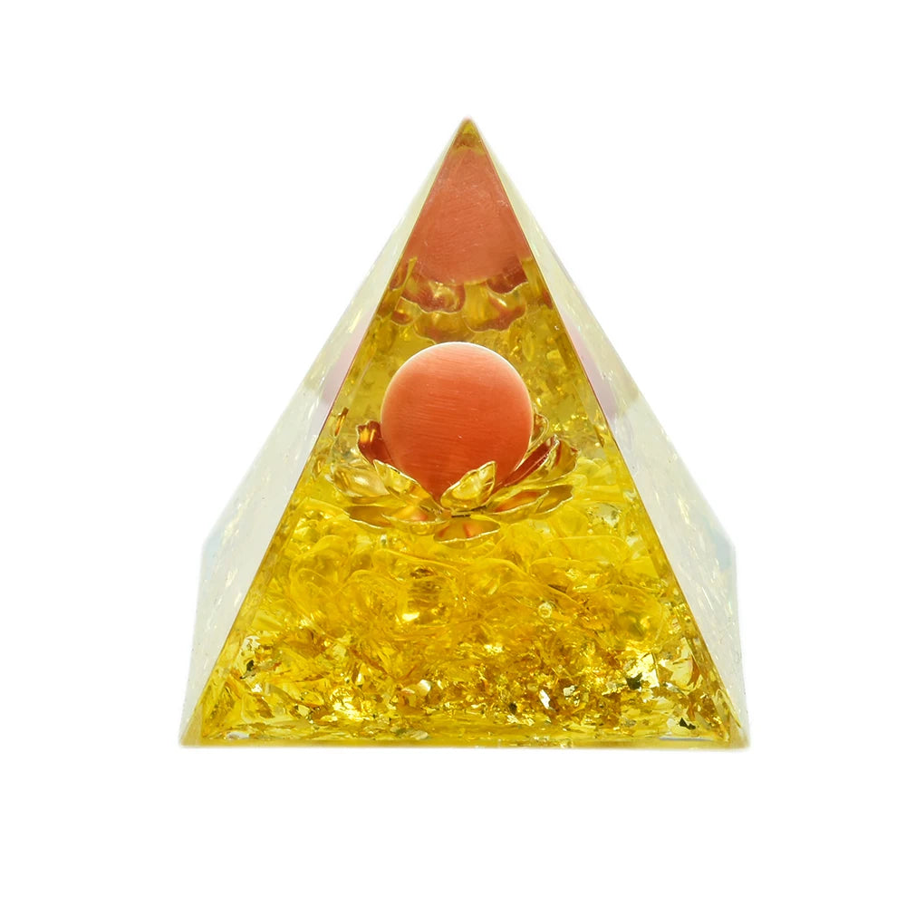 Natural Crystal Energy Generator Pyramid Peridot Amethyst Reiki Healing Crystal Chakra Resin Pyramid Meditation Tool Room Decor