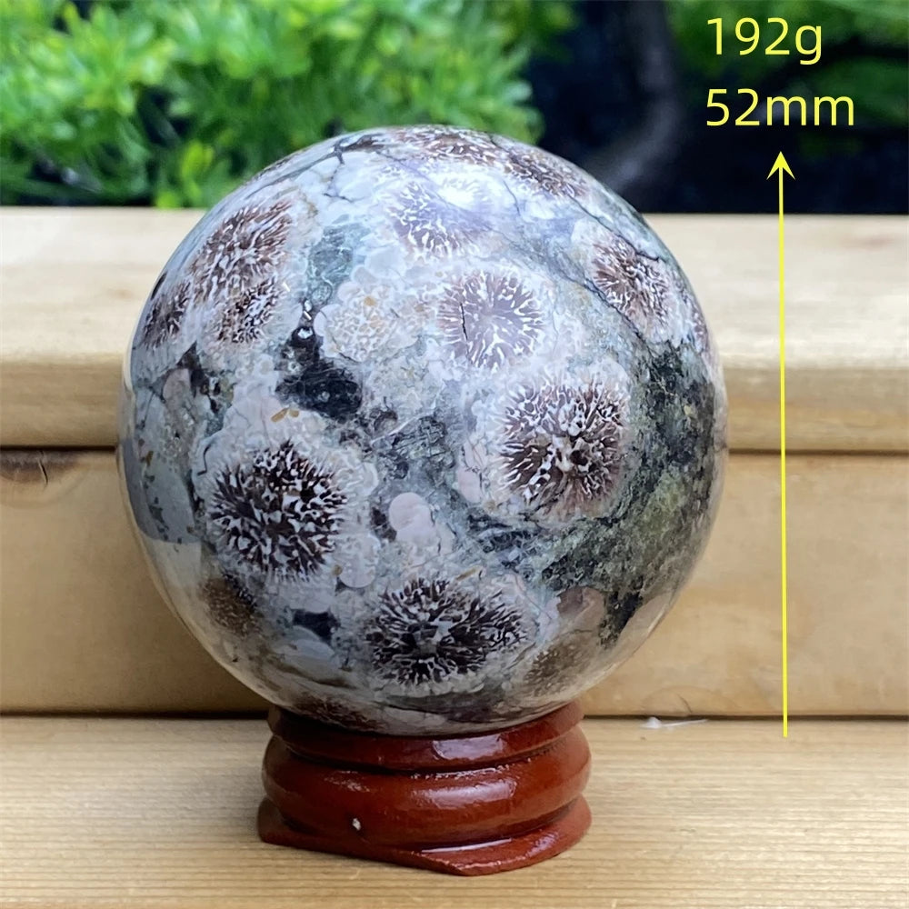 1pcNatural Green Cherry Blossom Stone Agate Gem Energy Sphere Healing Reiki Crystal Ball Garden Aquarium Home Decor Holiday Gift