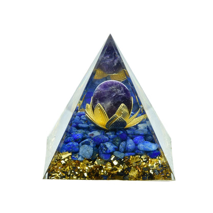 Natural Crystal Energy Generator Pyramid Peridot Amethyst Reiki Healing Crystal Chakra Resin Pyramid Meditation Tool Room Decor