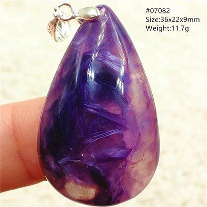 Natural Purple Charoite Water Drop Gemstone Pendant Women Men Charoite Bead Best Necklace Jewelry 925 Sterling Silver AAAAAA