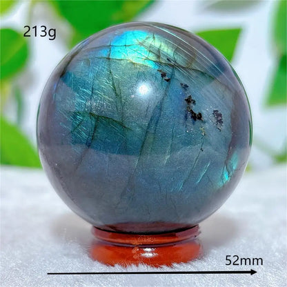 Labradorite Sphere Ball Crystal Natural Stone Quartz Home Decoration Minerals Reiki Craft Gemstone Energy Healing Love +Stand