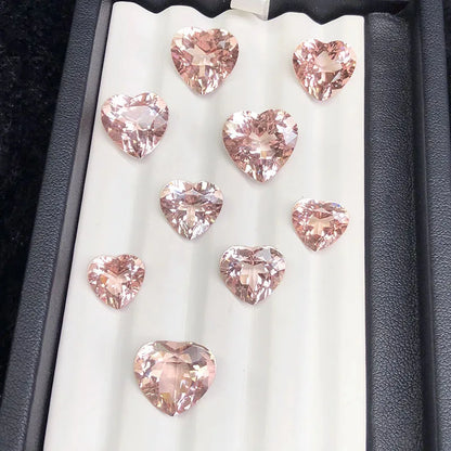 10 peças/lote Olho Claro Pedra Natural Rosa Morganita Coração Forma Faceta 4x4mm-6x6mm Gema Solta Para Fazer Jóias