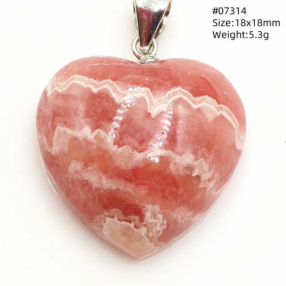 Natural Red Rhodochrosite Pendant Jewelry Rose Rhodochrosite Heart Love Women Men Gemstone Jewelry Fashion Necklace Gift AAAAAA