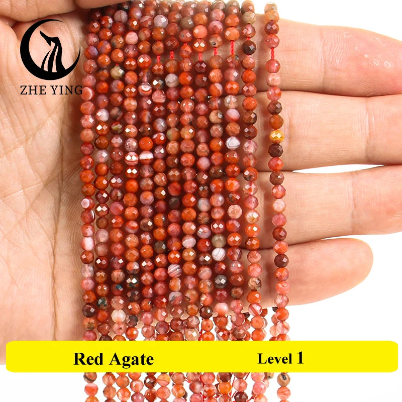 3mm Faceted Natural Stone Pink Morganite Beads Small Loose Spacer Beads for Jewelry Making Bracelet Necklace DIY Accessories