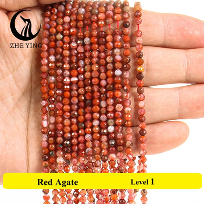 3mm Faceted Natural Stone Pink Morganite Beads Small Loose Spacer Beads for Jewelry Making Bracelet Necklace DIY Accessories