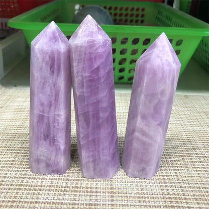 Natural Stones Purple Kunzite Wand Point Polished Quartz Crystal Healing Reiki Gemstones Tower Home Decoration