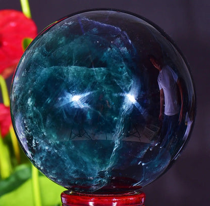 Natural Color Fluorite Quartz Crystal Ball Sphere Polished Mineral Healing