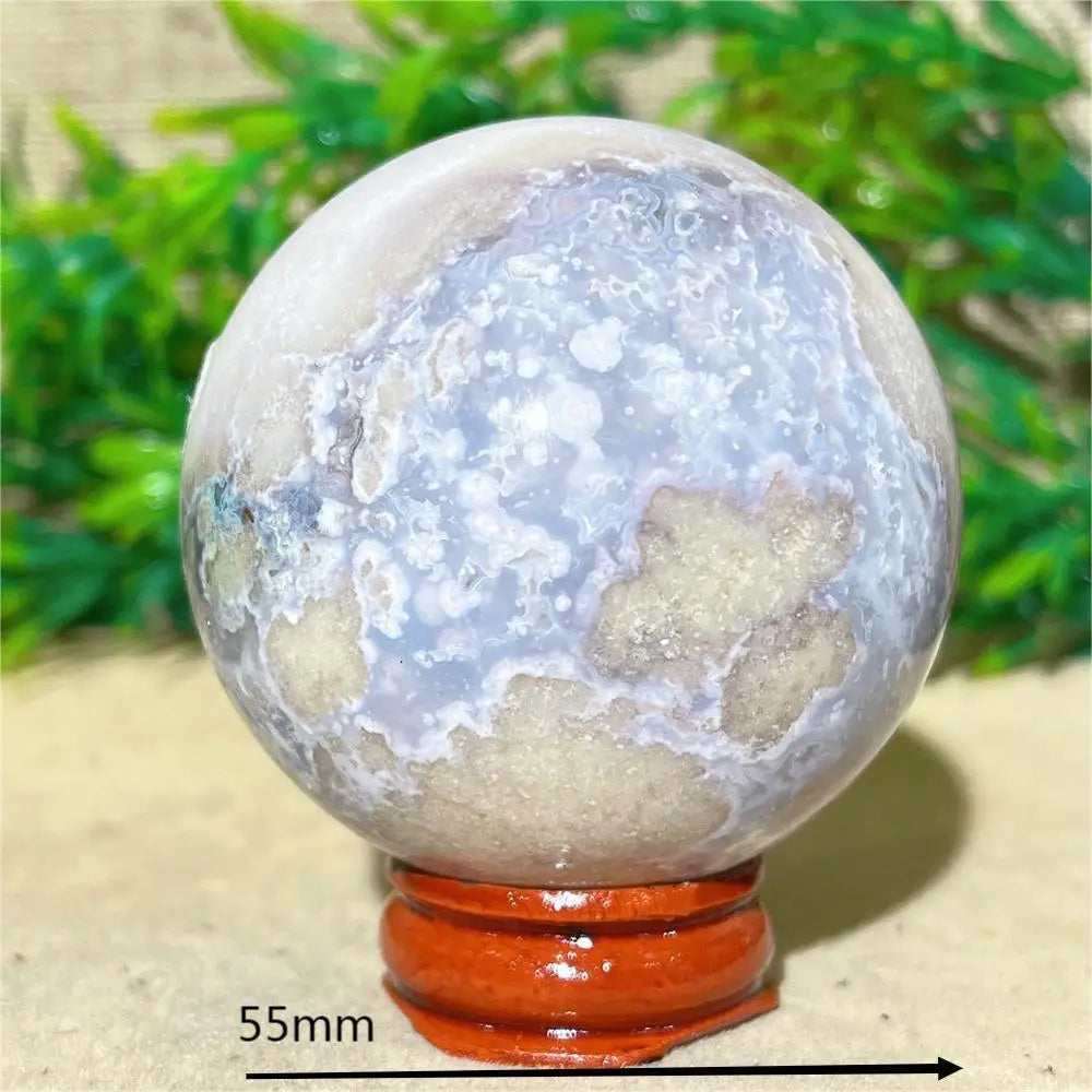 Esfera de Ágata de Flor Roxa Bola de Cristal Natural Drusa Mineral Pedras Preciosas Minerais Ornamentos Espirituais Decoração para Casa + Suporte