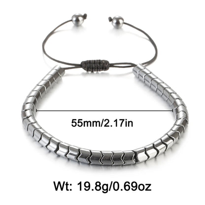 Pulsera de cuentas de piedra de hematita negra con 7 estilos de abalorios, joyería para hombres, pulsera tejida magnética para el cuidado de la salud para mujeres, regalo