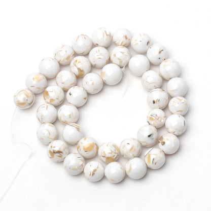 Wholesale AA White Natural Shell Howlite Turquoise Bead Trochus Round Smooth Loose Beads For Jewelry Making Diy Bracelets 15''