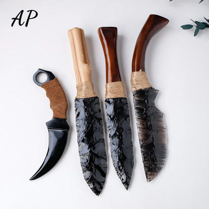 1PC Natural Obsidian Crystal Knife Black Ninja Dagger Polished Energy Gemstone Collect Crystal Gift Props