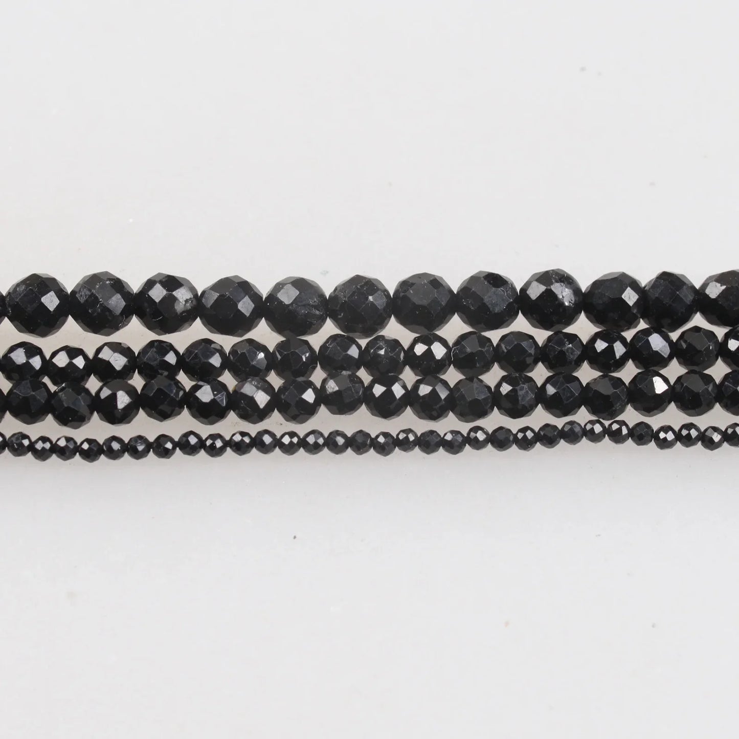 Natural Stone Beads High-light Faceted Black Tourmaline Small Faceted Loose Beads 2 3 6 8mm For Bracelet Necklace Jewelry Making