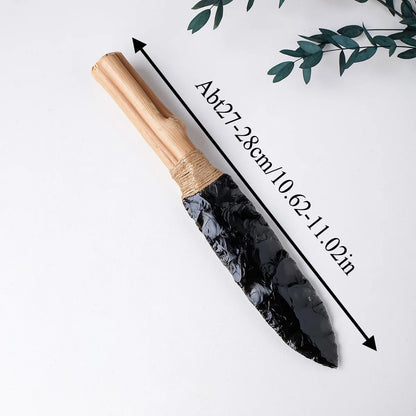 Natural Obsidian Crystal Knife – Black Ninja Dagger for Energy Healing &amp; Unique Collectibles