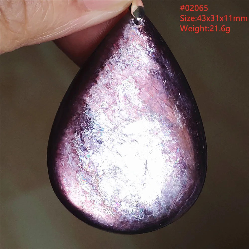 Natural Purple Lepidolite Quartz Tourmaline Mica Pendant Flash Woman Men Heart Love Fashion Jewelry AAAAAA