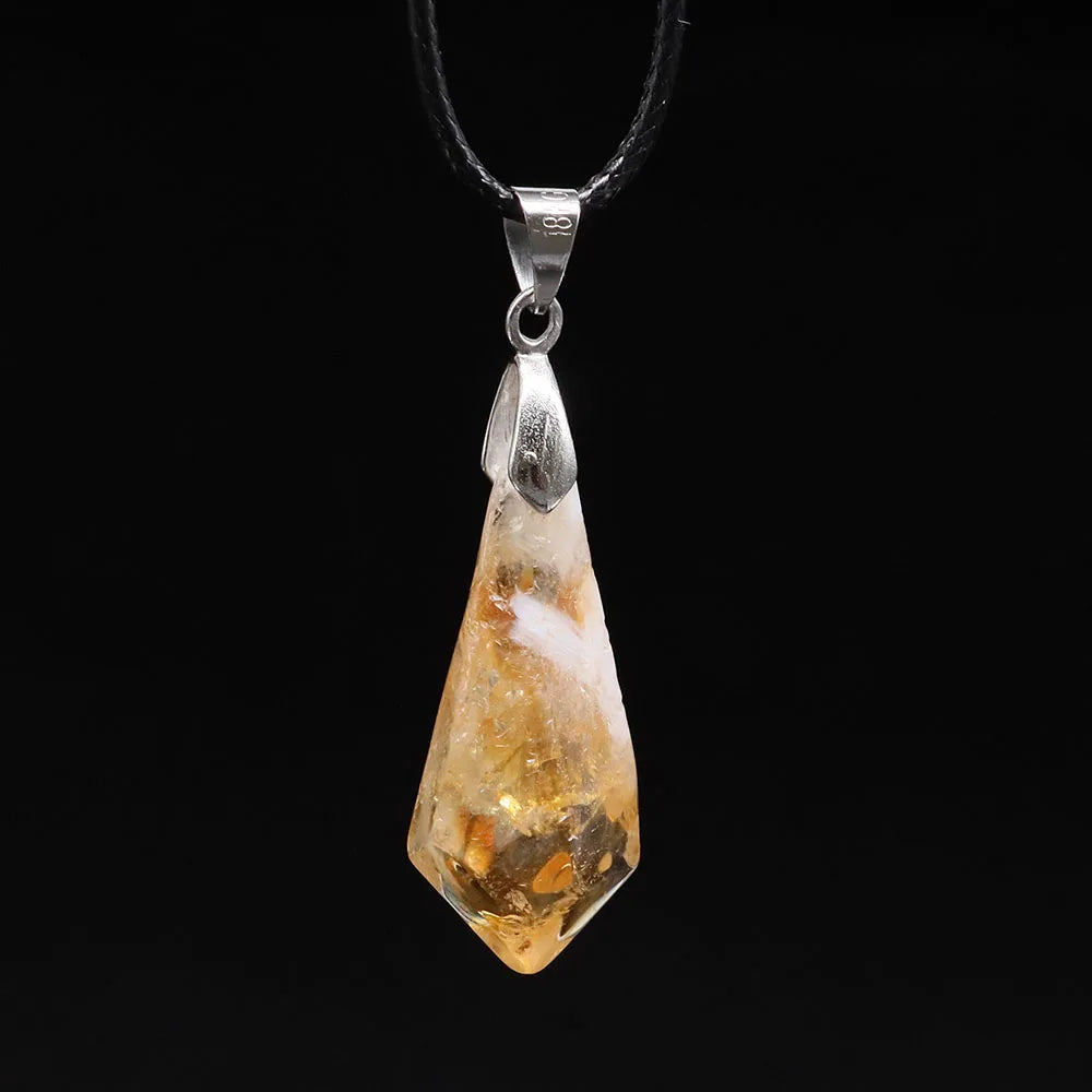 Polishing Brazil Citrine Charm Pendant Necklace Exquisite Natural Crystal Stone Gemstone Healing Reiki Enegry DIY Jewelry Making