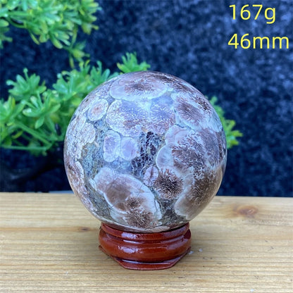 1pcNatural Green Cherry Blossom Stone Agate Gem Energy Sphere Healing Reiki Crystal Ball Garden Aquarium Home Decor Holiday Gift