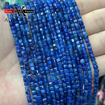 Natural Crystal Kyanite Stone Handmade Faceted Cube Loose Beads For DIY Jewelry Making Bracelet Necklace 15Ã¢â‚¬Å“ 3mm