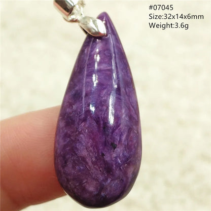 Natural Purple Charoite Pendant Necklace Jewelry Women 925 Sterling Silver Rare Gift Charoite Bead AAAAA