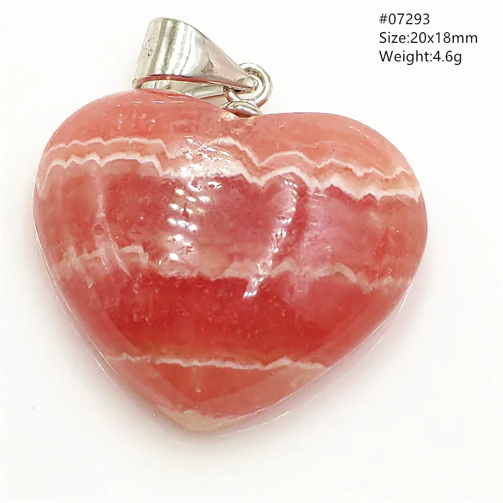 Natural Red Argentina Rhodochrosite Pendant Necklace Rose Rhodochrosite Heart Pendant Women Men Necklace AAAAA