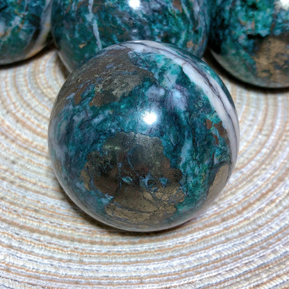 Natural Crystals Dioptase Pyrite Sphere Balls Polished Room Decor Energy Gift Mineral Ore Stone