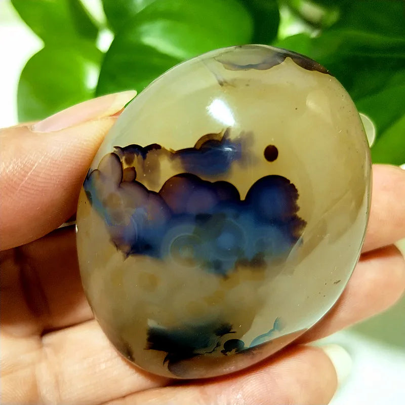 Natural Stone Waterplant Sea Agate Palm Stone Spiritual Meditation Energy Yoga Cure Feng Shui Crystal Ornament