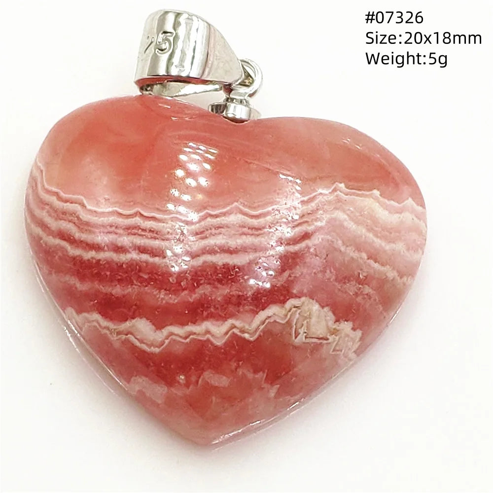 Natural Red Rhodochrosite Pendant Jewelry Rose Rhodochrosite Heart Love Women Men Gemstone Jewelry Fashion Necklace Gift AAAAAA