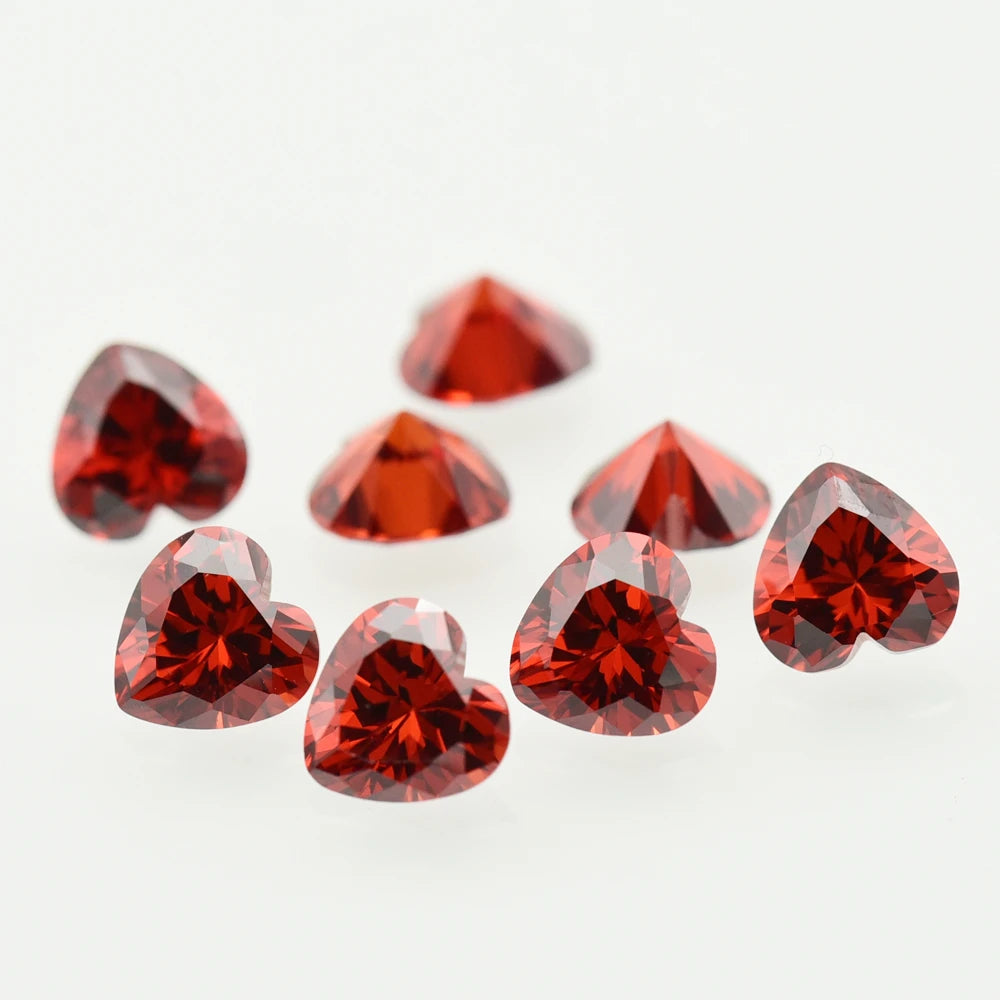 Heart Shape Garnet Cubic Zirconia Brilliant Cut Loose CZ Stone Synthetic Gems Beads For Jewelry 2x2-16x16mm DIY for Jewelry