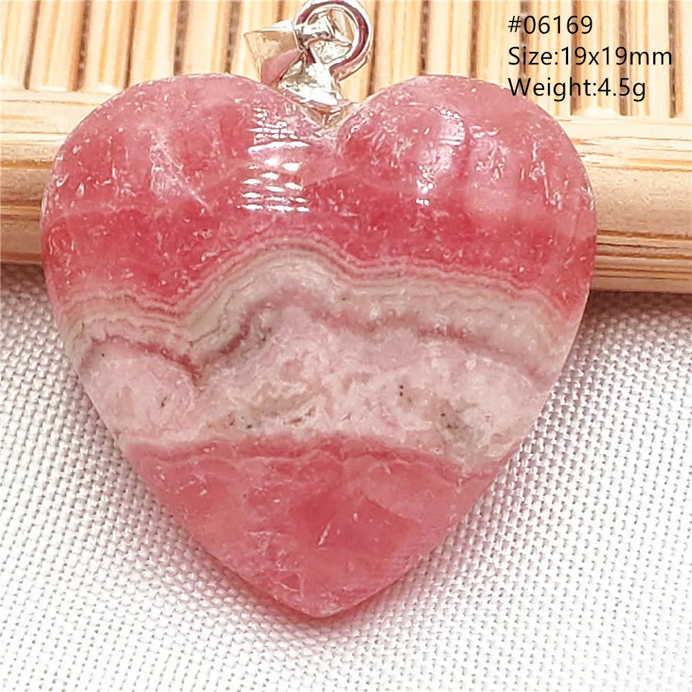 Natural Rose Rhodochrosite Pendant Heart Red Rhodochrosite Love Bead Pendant Necklace Women Rare Rose Necklace AAAAA