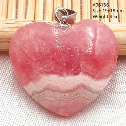 Natural Rose Rhodochrosite Pendant Heart Red Rhodochrosite Love Bead Pendant Necklace Women Rare Rose Necklace AAAAA