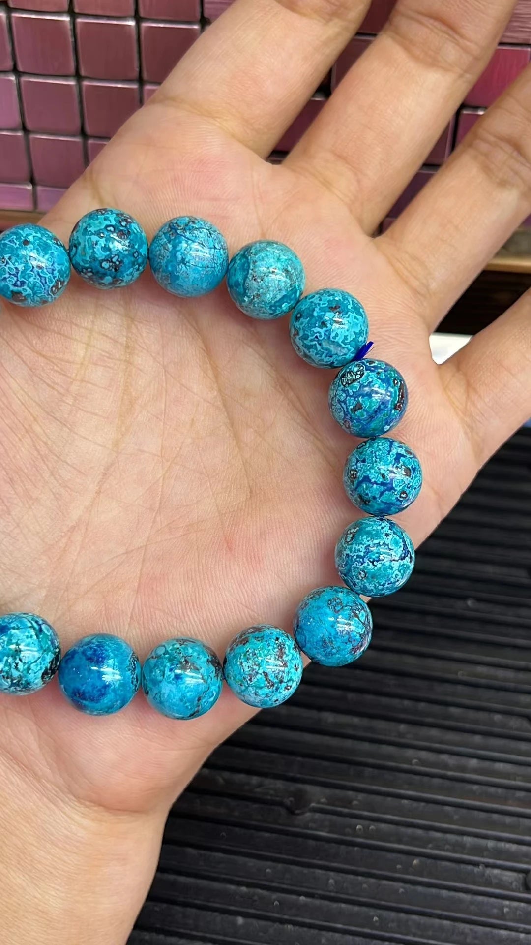 Natural Blue Malachite Azurite Gemstone Bracelet Stretch 11mm Round Beads Chrysocolla Women Men Jewelry AAAAAA