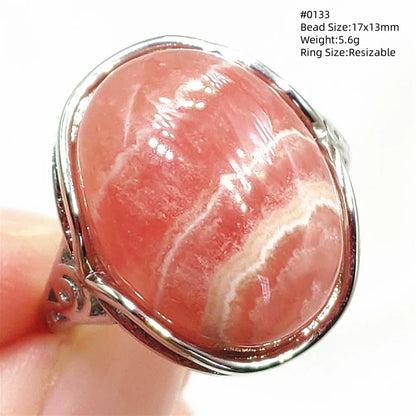 Natural Rose Rhodochrosite Ring Adjustable Ring Jewelry Woman Men Love Red Rhodochrosite Bead Healing Stone AAAAAA