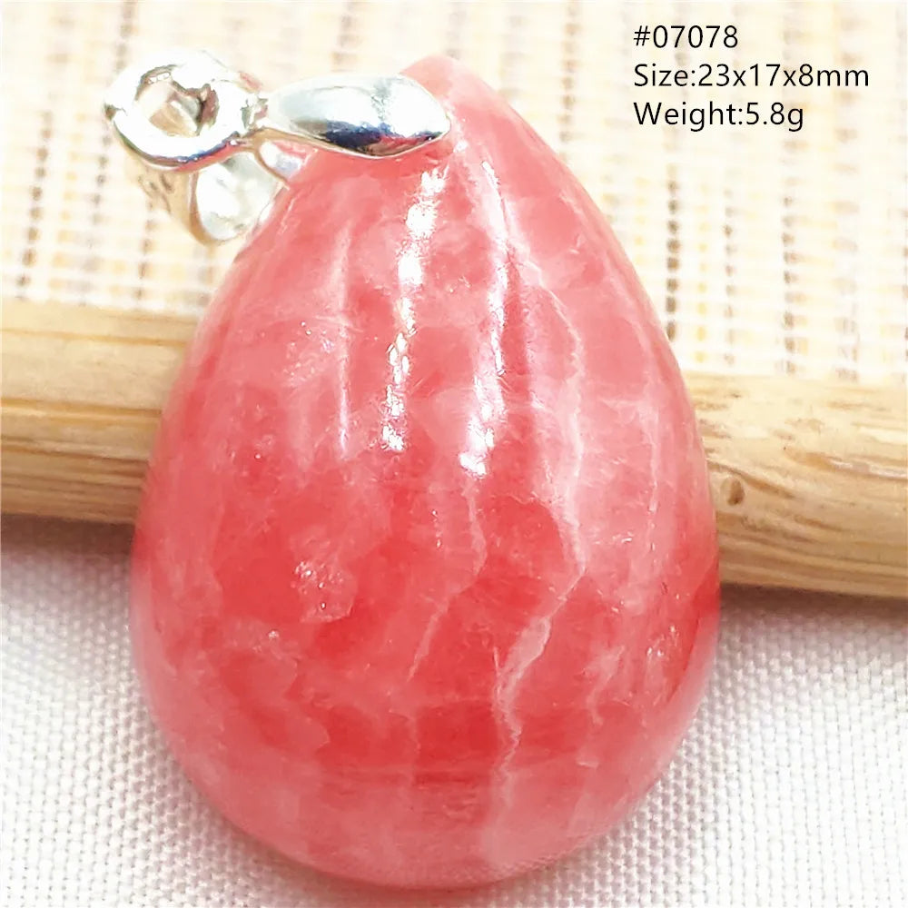 Natural Red Argentina Rhodochrosite Pendant Necklace Rose Rhodochrosite Heart Pendant Women Men Necklace AAAAA