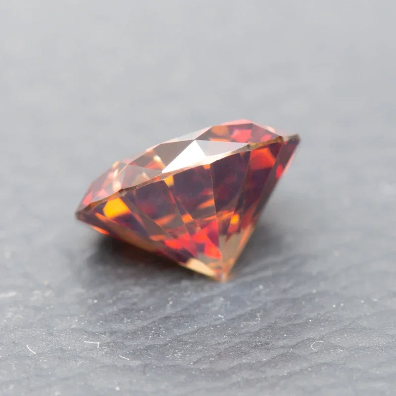 Moissanite Lab Grown Diamond Garnet Colored Round Cut Certified Moissanita Passed Tester For Jewelry Making