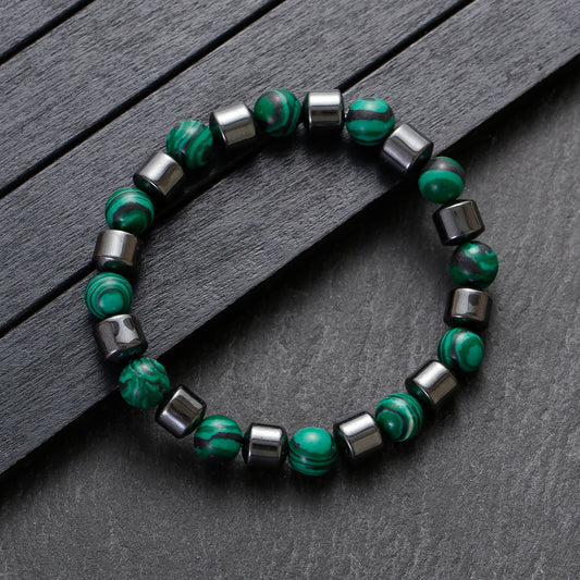 Natural Green Malachite Stone Bracelet Men Women Handmade Hematite Healing Jewelry Beads Bracelets Energy Yoga Bracelet