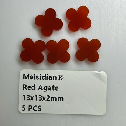 5pcs Meisidian 8mm~23mm Malachite Onyx Red Agate White Mother Of Pearl Four Leaf Clover Stone Pendant