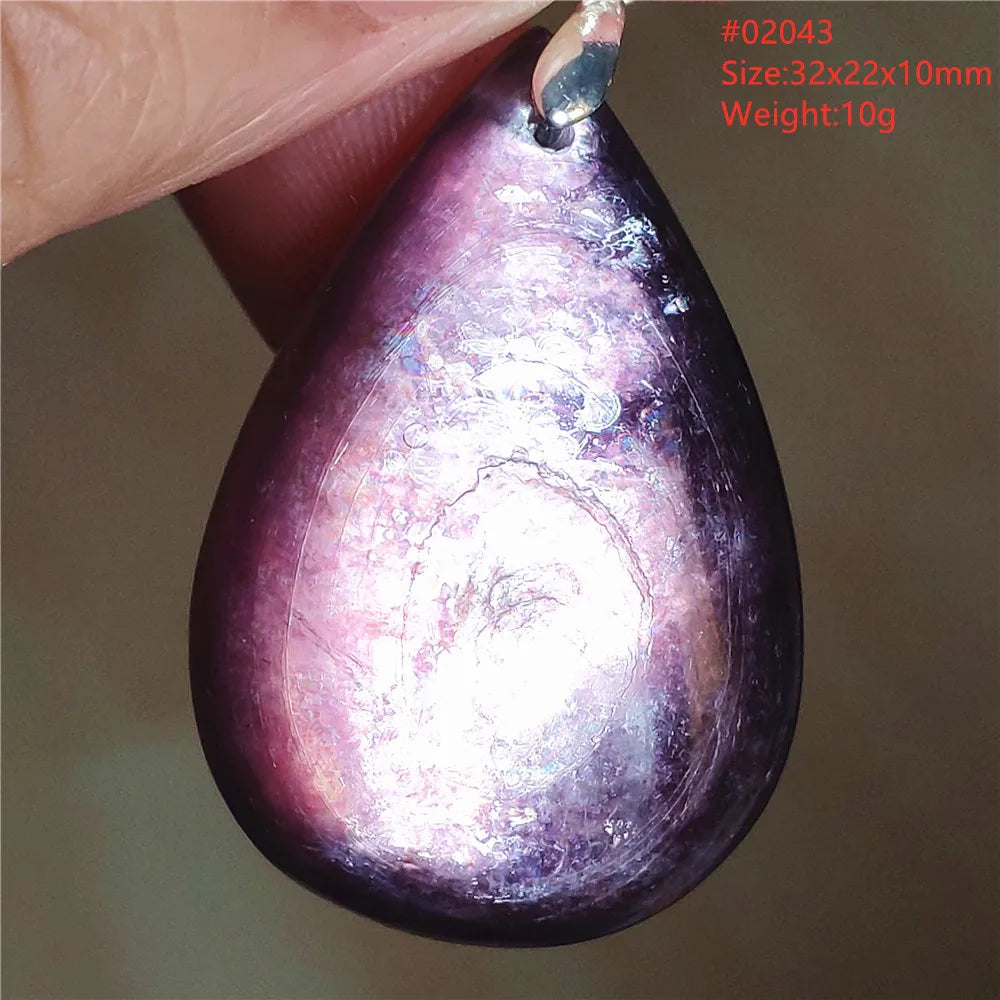 Natural Purple Lepidolite Quartz Tourmaline Mica Pendant Flash Woman Men Heart Love Fashion Jewelry AAAAAA