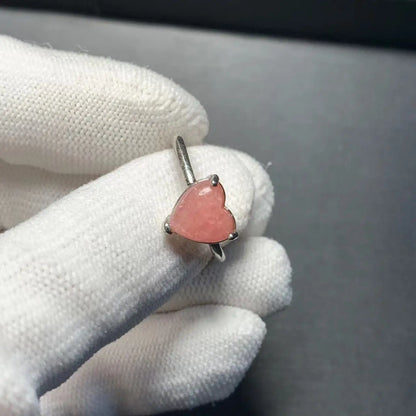 Heart Natural Rhodochrosite Ring Adjustable Female Ring Jewelry for Women Gift Wholesale High Quality Vintage Fine