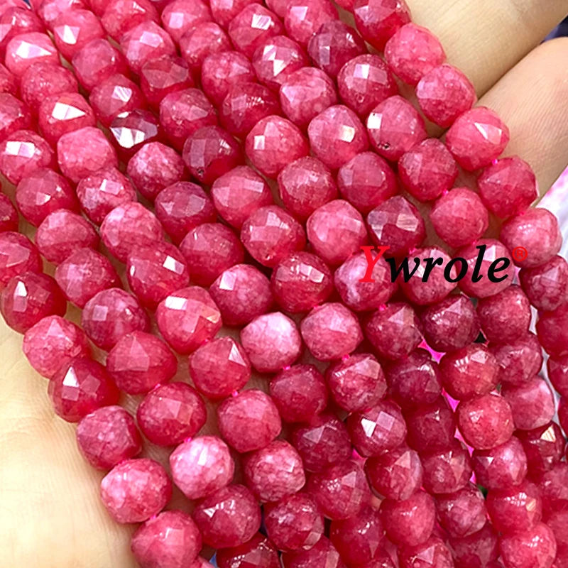 Cuentas espaciadoras de cubo de calcedonia roja de rodocrosita de piedra natural cuadrada facetada de 7-8 mm para hacer joyas, accesorios de pulsera de bricolaje