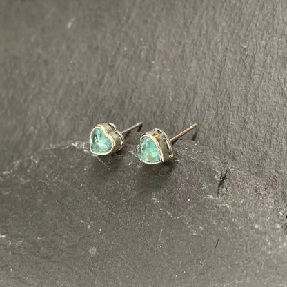 Pendientes de apatita azul natural en plata de ley 925 para mujer, regalo de joyería, joyería sencilla, verde