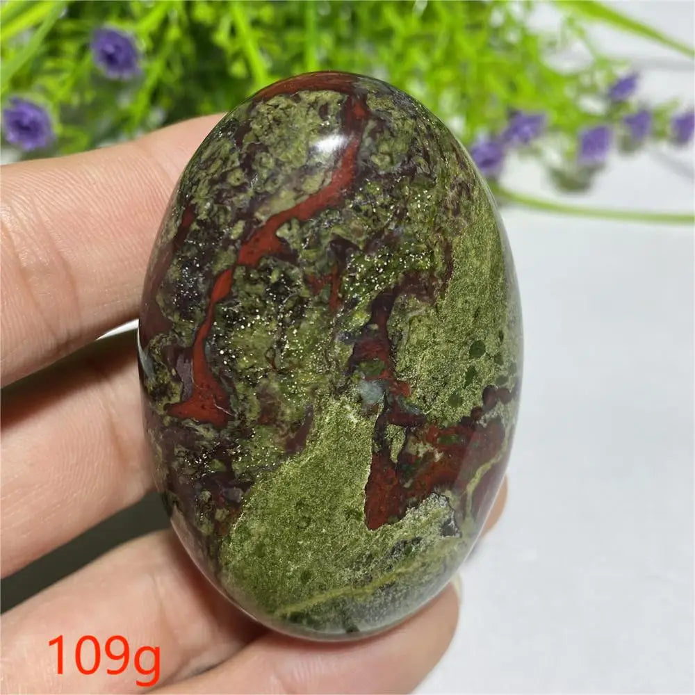 Pedra de Sangue de Dragão Natural Cristal Energia Espiritual Cura Mineral Palm Gemstones Decoração Artesanal Presentes 40*60mm